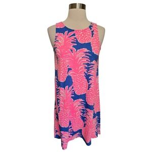 Lilly Pulitzer Kristen Swing Dress Size XS Pineapple Print Pink Blue
